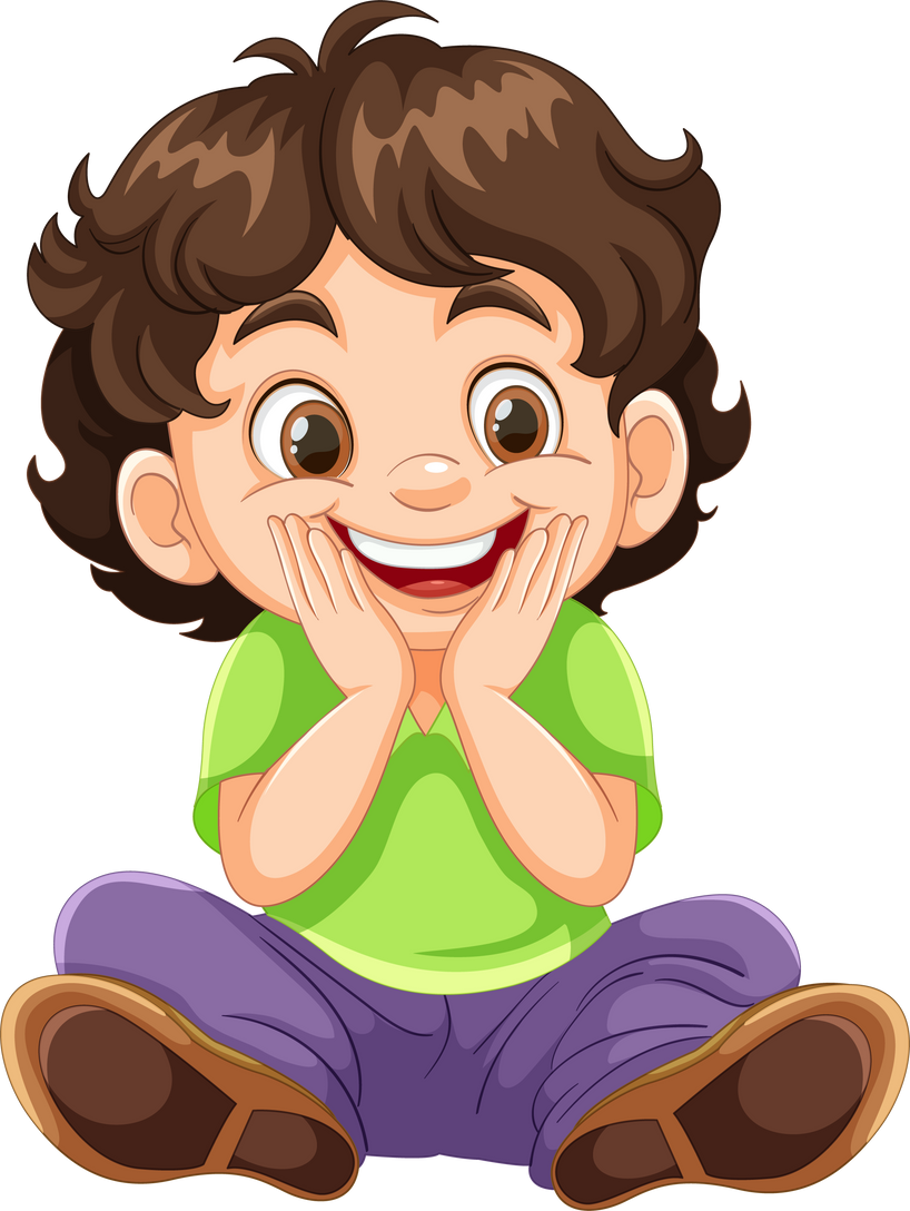Cheerful Child Sitting with Excitement